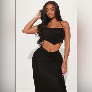 Fashion Nova Size S Maxi Skirt Set 2PC Outfit Crop Top + Skirt